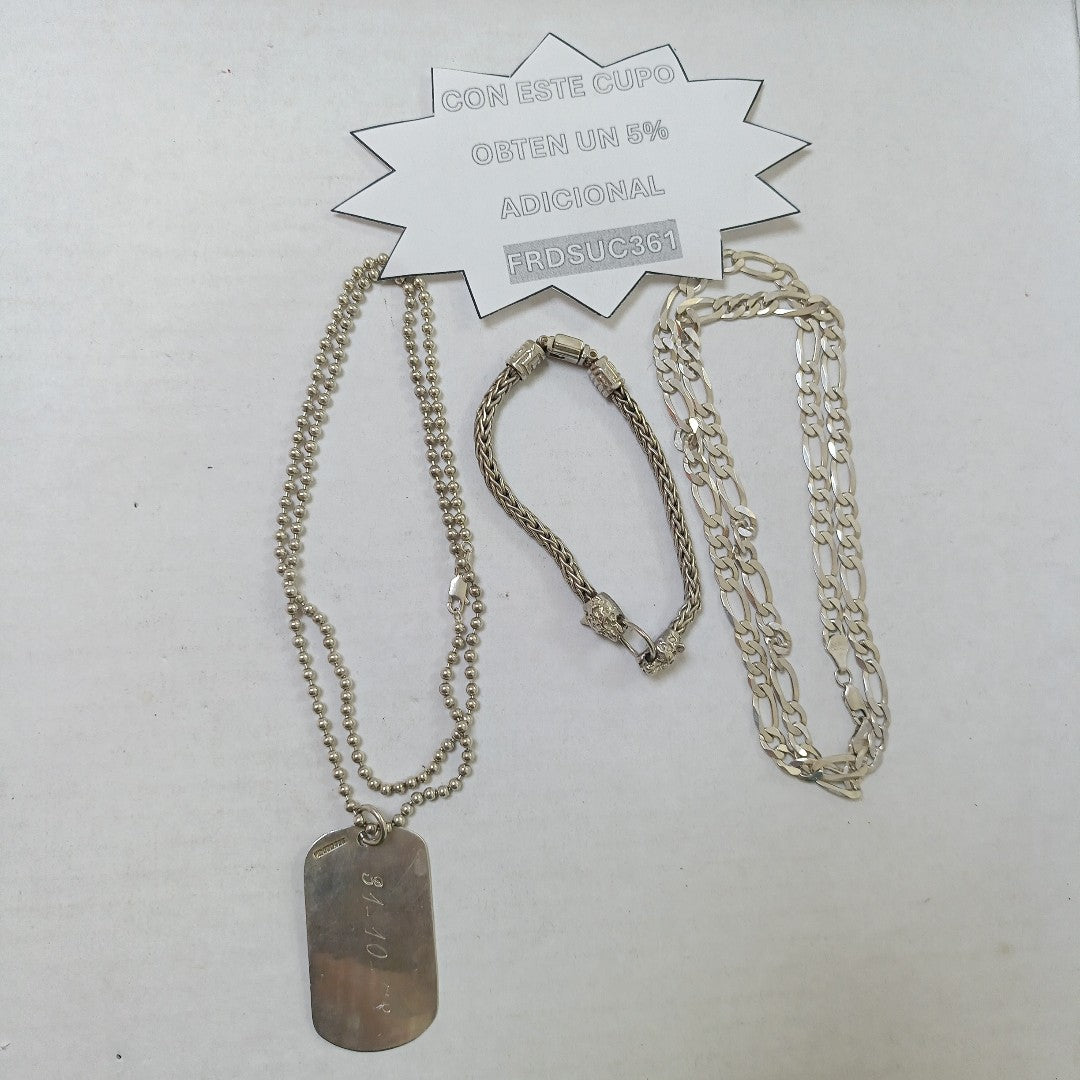 CADENA, PULSERA PLATA 70.4 GRMS (SEMINUEVO)