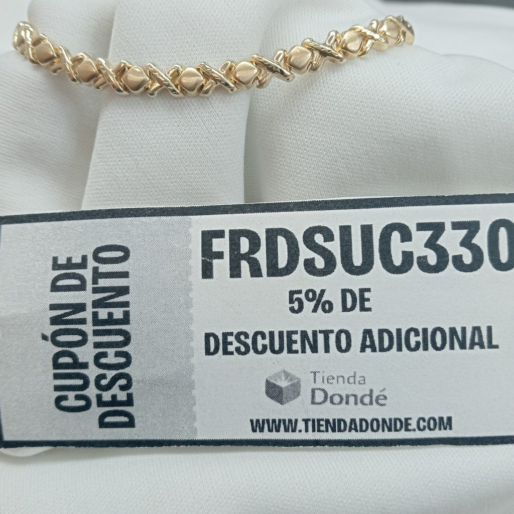 PULSERA ESPECIAL XOXO 14K 18 CM 6 GR (NUEVO)