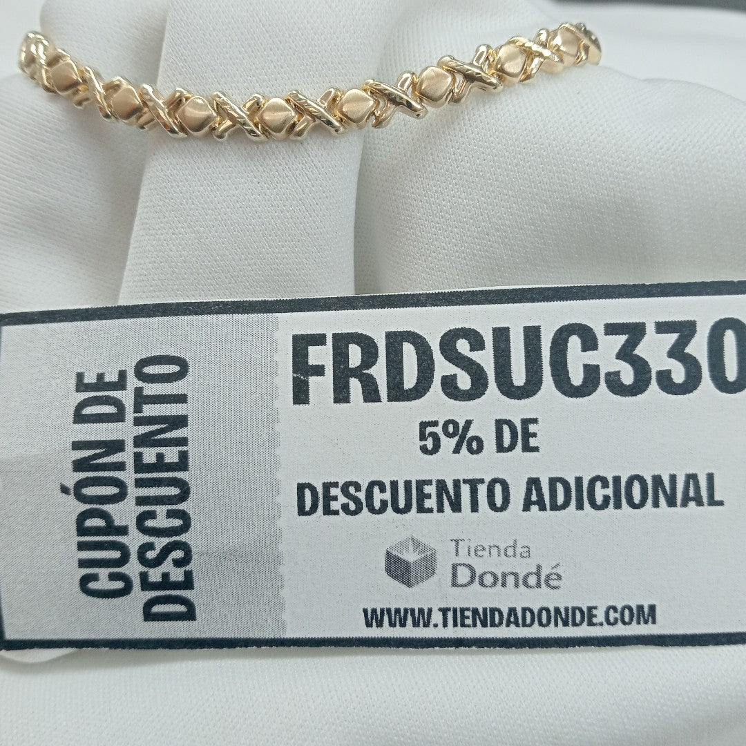 PULSERA ESPECIAL XOXO 14K 18 CM 6 GR (NUEVO)