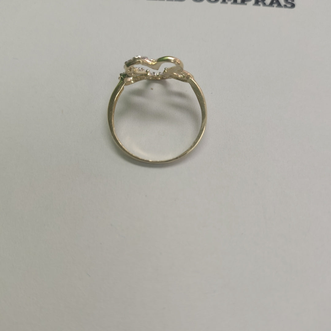 ANILLOS FIG FLOR CON CIRCONIAS 14K TALLA 7 1.5 GR (NUEVO)