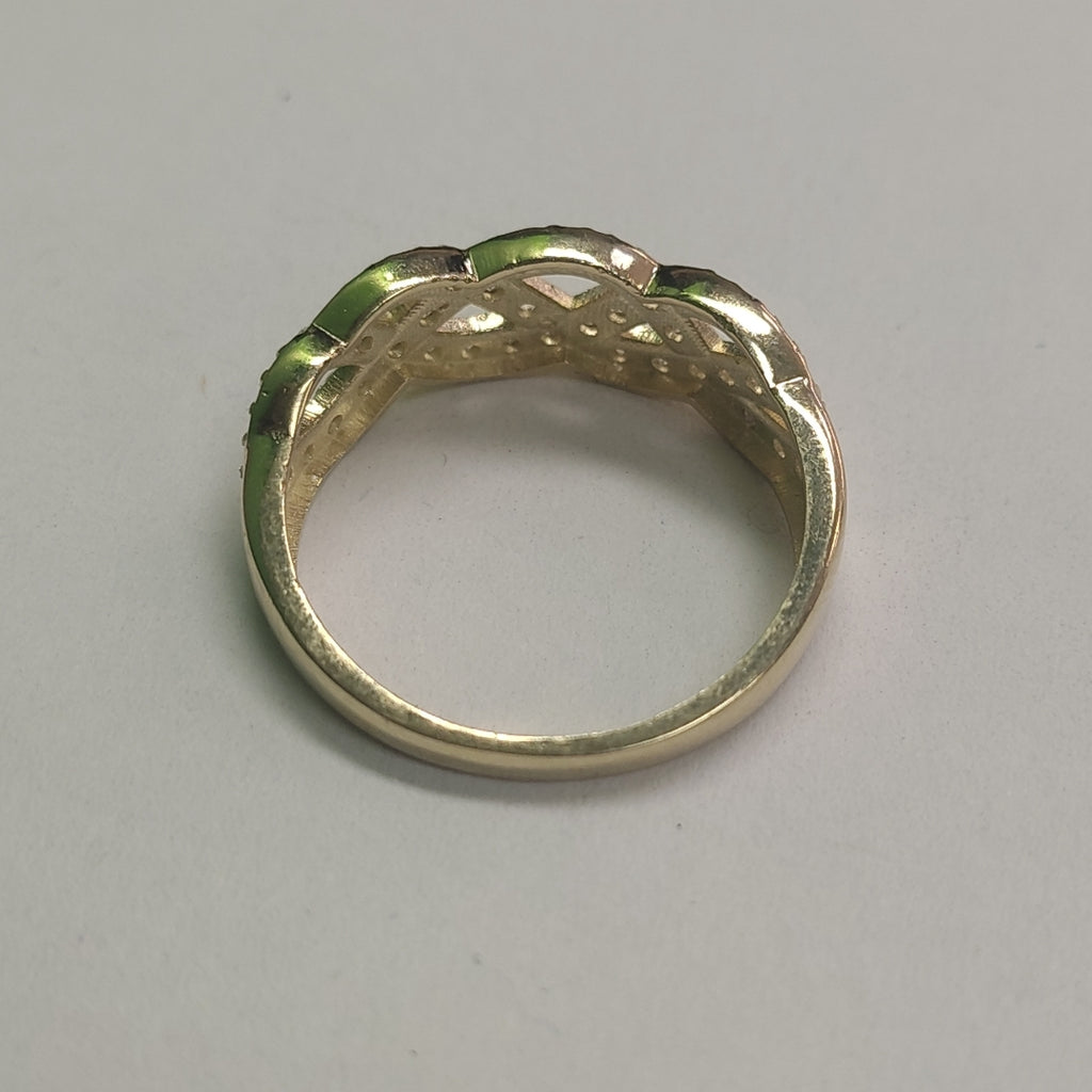 ANILLOS TRENZADO CON CIRCONIAS 14K TALLA 7 2.3 GR (NUEVO)