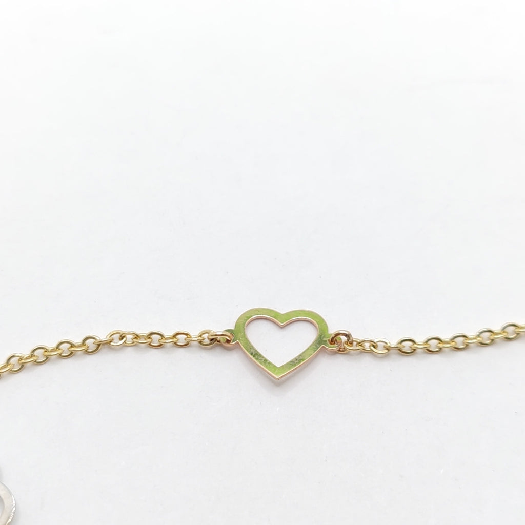 PULSERA ESPECIAL CON CORAZONES CONBINADOS 14K 18 CM 1.7 GR (NUEVO)