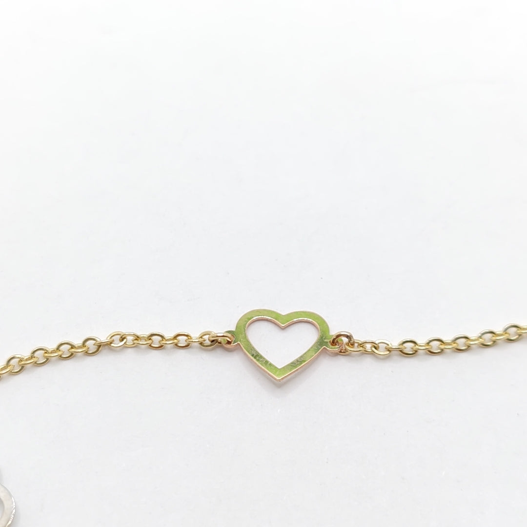 PULSERA ESPECIAL CON CORAZONES CONBINADOS 14K 18 CM 1.7 GR (NUEVO)