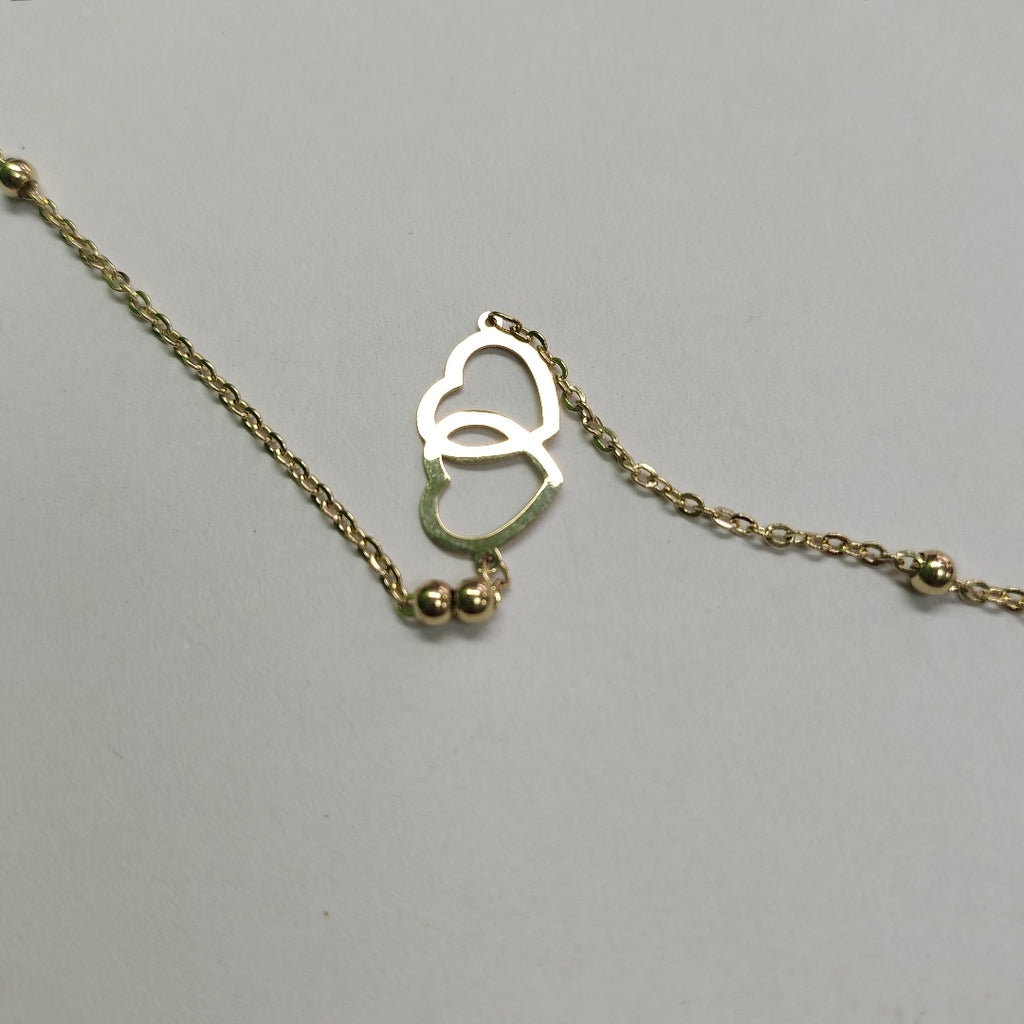 PULSERA TEJIDO ESPECIAL C CORAZONES 14K 18 CM 1.7 GR (NUEVO)
