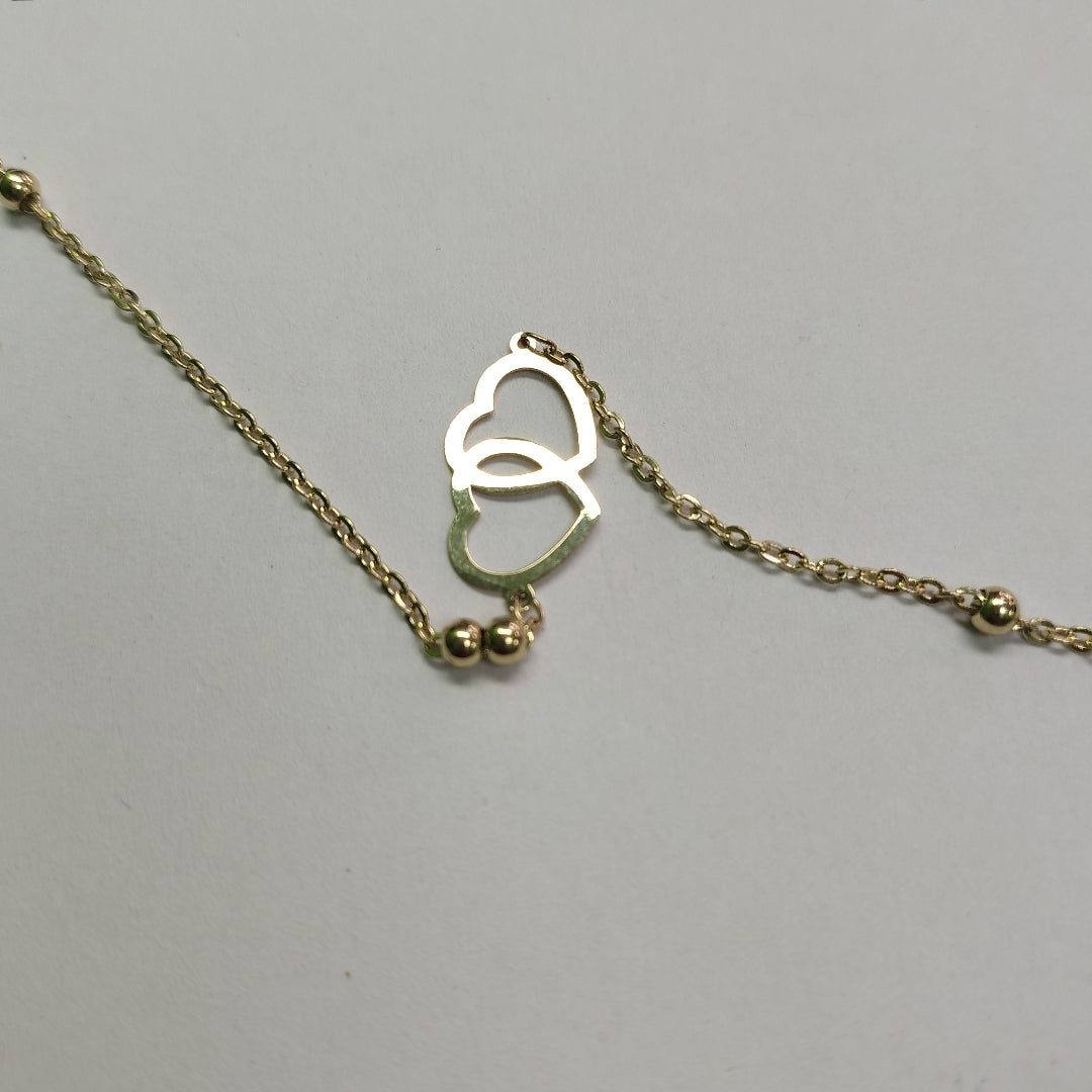 PULSERA TEJIDO ESPECIAL C CORAZONES 14K 18 CM 1.7 GR (NUEVO)
