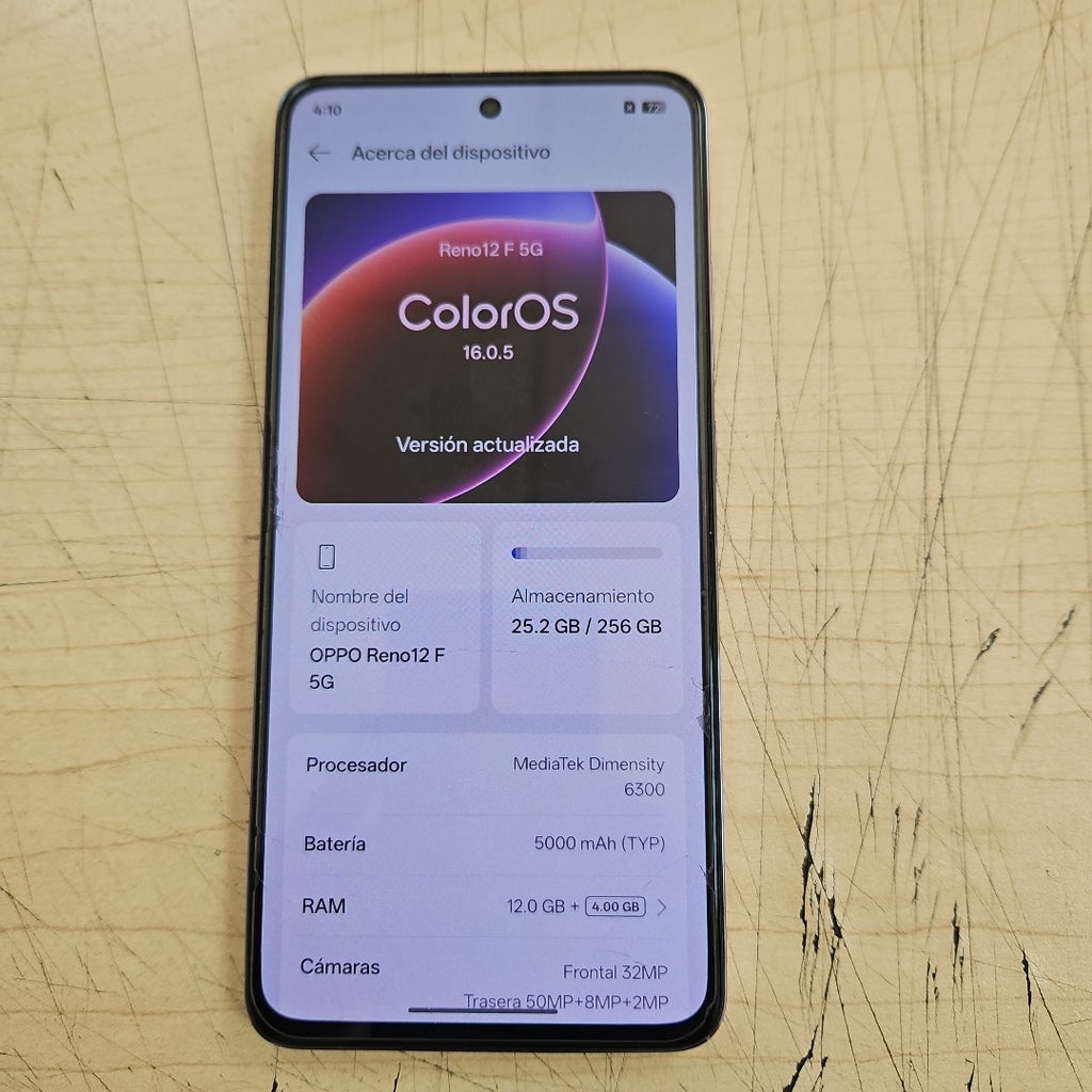 CELULAR OPPO RENO 12F 5G CPH2637 256 GB 12 GB RAM (SEMINUEVO)