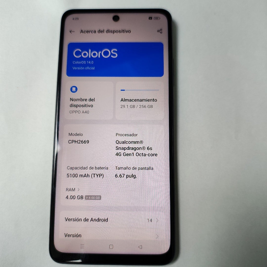 CELULAR OPPO A40 CPH2669 (2024) 256 GB 4 GB RAM (SEMINUEVO)