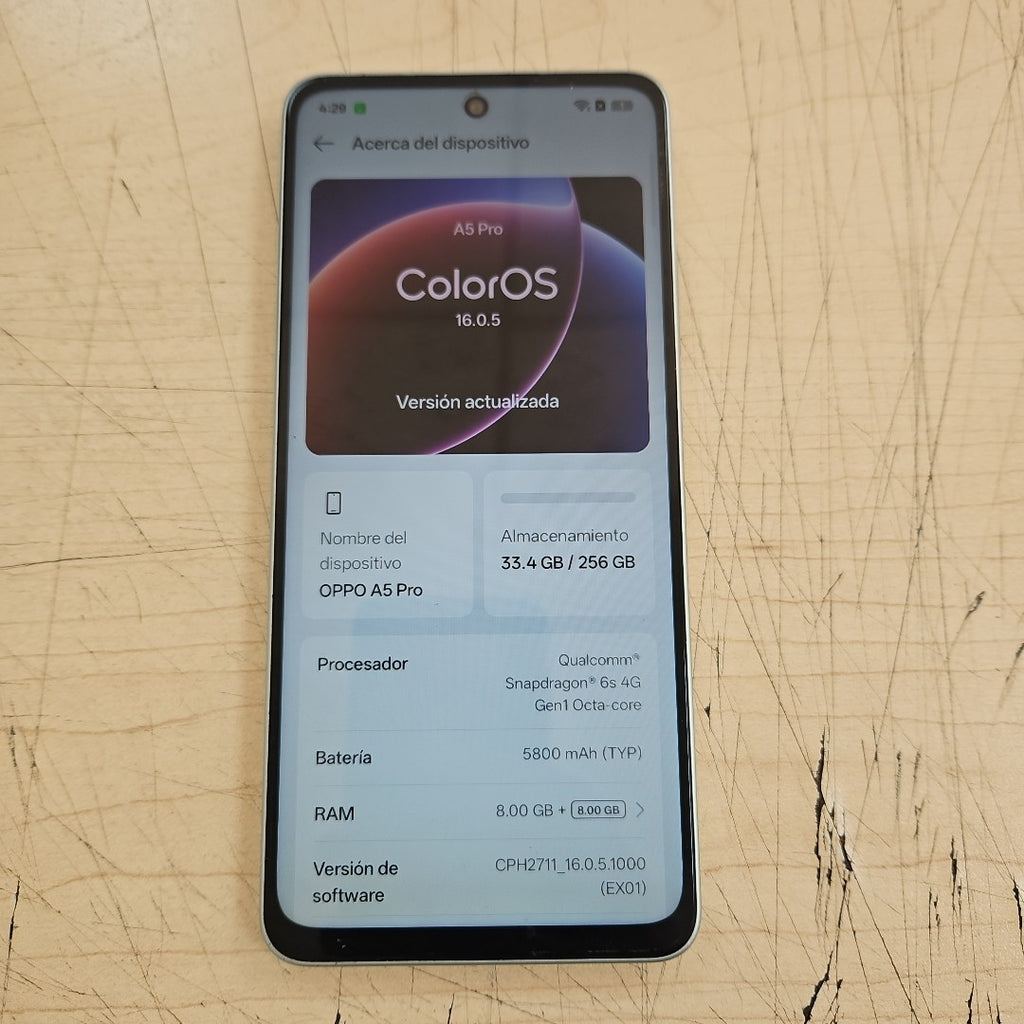 CELULAR OPPO A5 PRO CPH2711 (2025) 256 GB 8 GB RAM (SEMINUEVO)