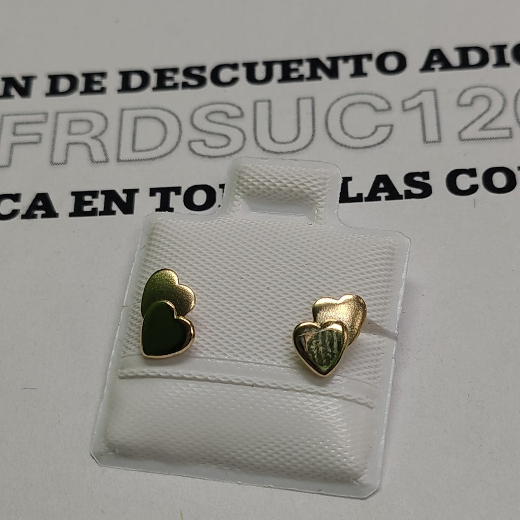 BROQUELES BROQUEL CORAZON DOBLE 14K 0.2171 GR (NUEVO)