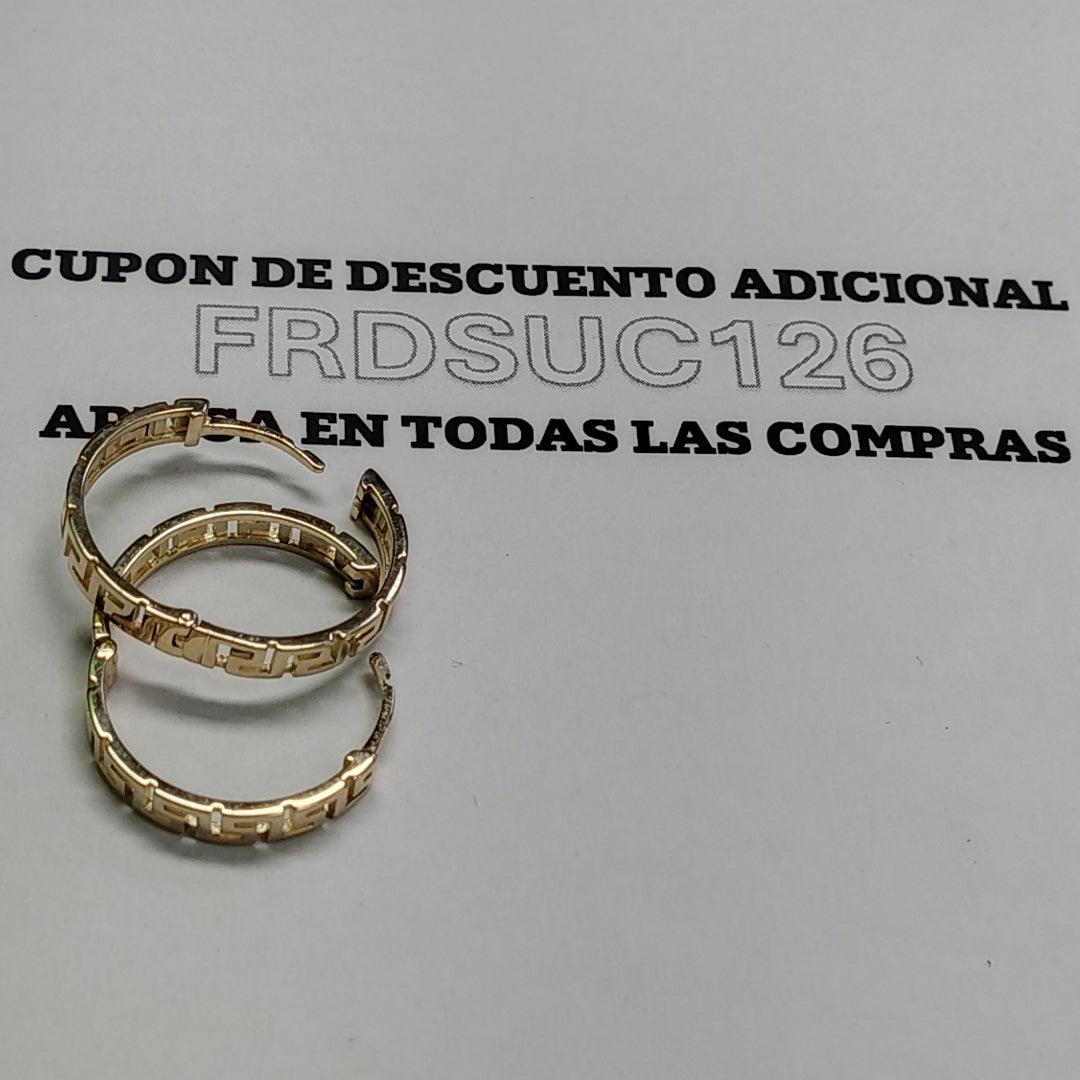 ARETES ARRACADA C GRECAS 14K 4.9 GR (NUEVO)