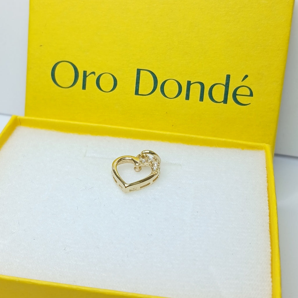DIJE CORAZON CON CIRCONIAS 14K 1.4 GR (NUEVO)