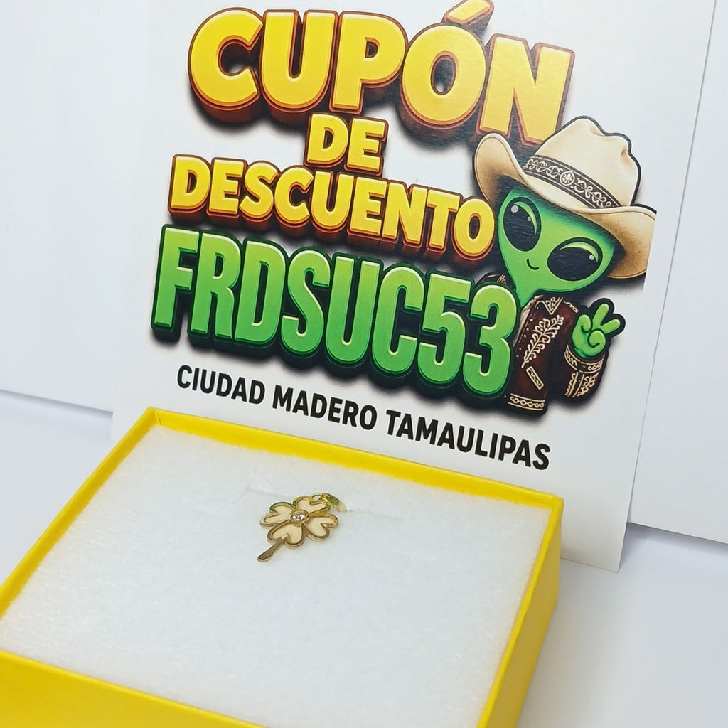 DIJE FIG TREBOL C CIRCONIA 14K 0.8 GR (NUEVO)