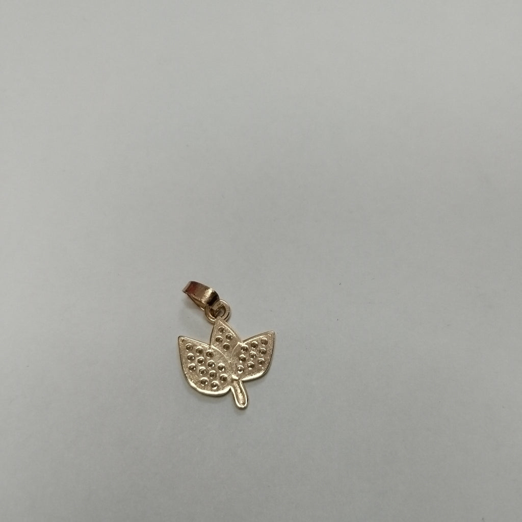 DIJE TEJIDO HOJAS CON CIRCONIAS 14K 1 GR (NUEVO)