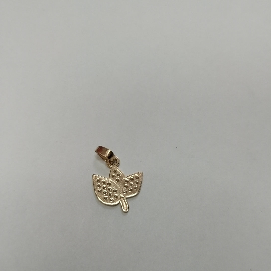 DIJE TEJIDO HOJAS CON CIRCONIAS 14K 1 GR (NUEVO)