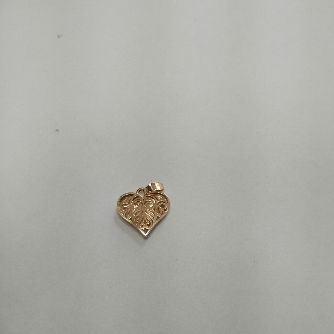 DIJE TEJIDO CORAZON LABRADO COMBINADO 14K 1.2 GR (NUEVO)