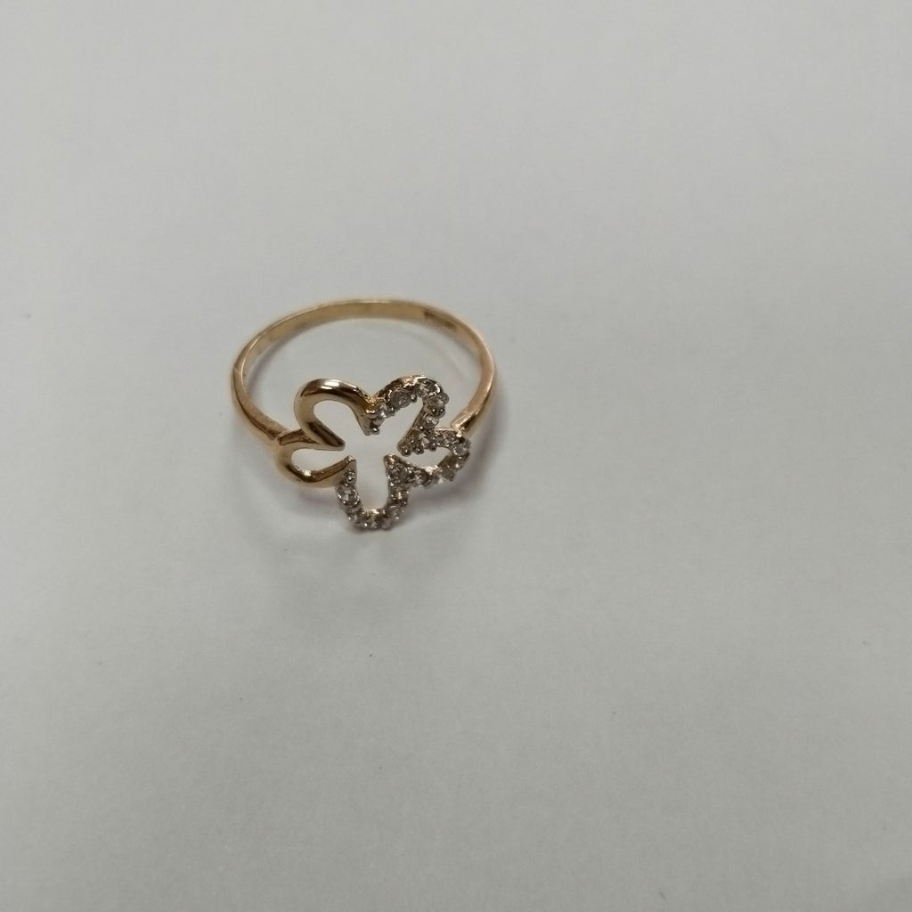 ANILLOS FIGURA FLOR CON CIRCONIA 14K TALLA 7 1.6 GR (NUEVO)