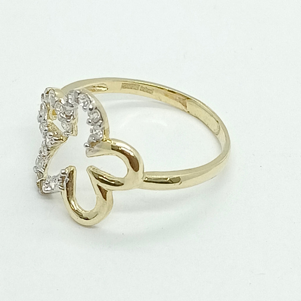 ANILLOS FIG FLOR CON CIRCONIAS 14K TALLA 7 1.6 GR (NUEVO)