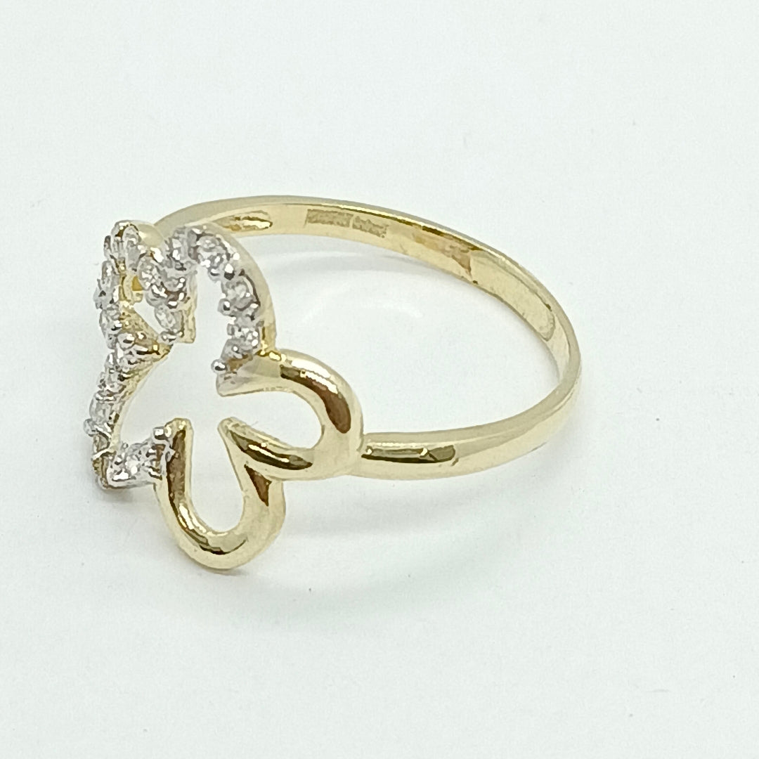 ANILLOS FIG FLOR CON CIRCONIAS 14K TALLA 7 1.6 GR (NUEVO)