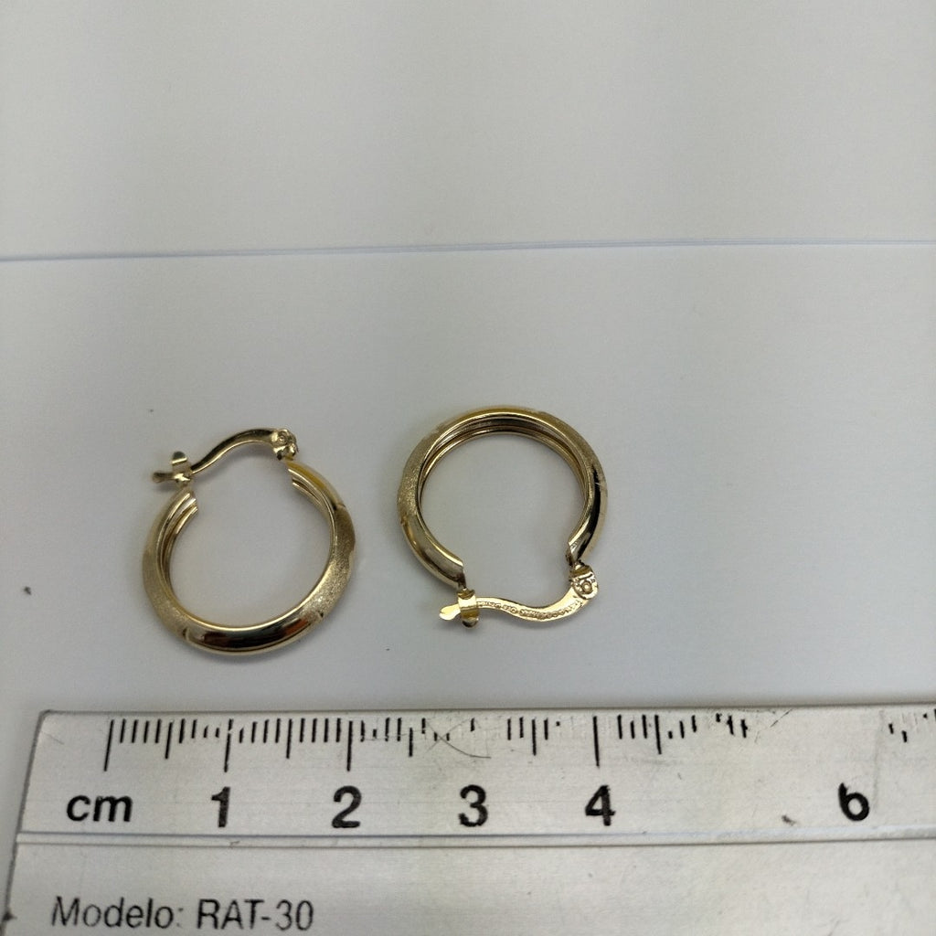 ARETES TEJIDO ARRACADA SATINADA 14K 2.5 GR (NUEVO)
