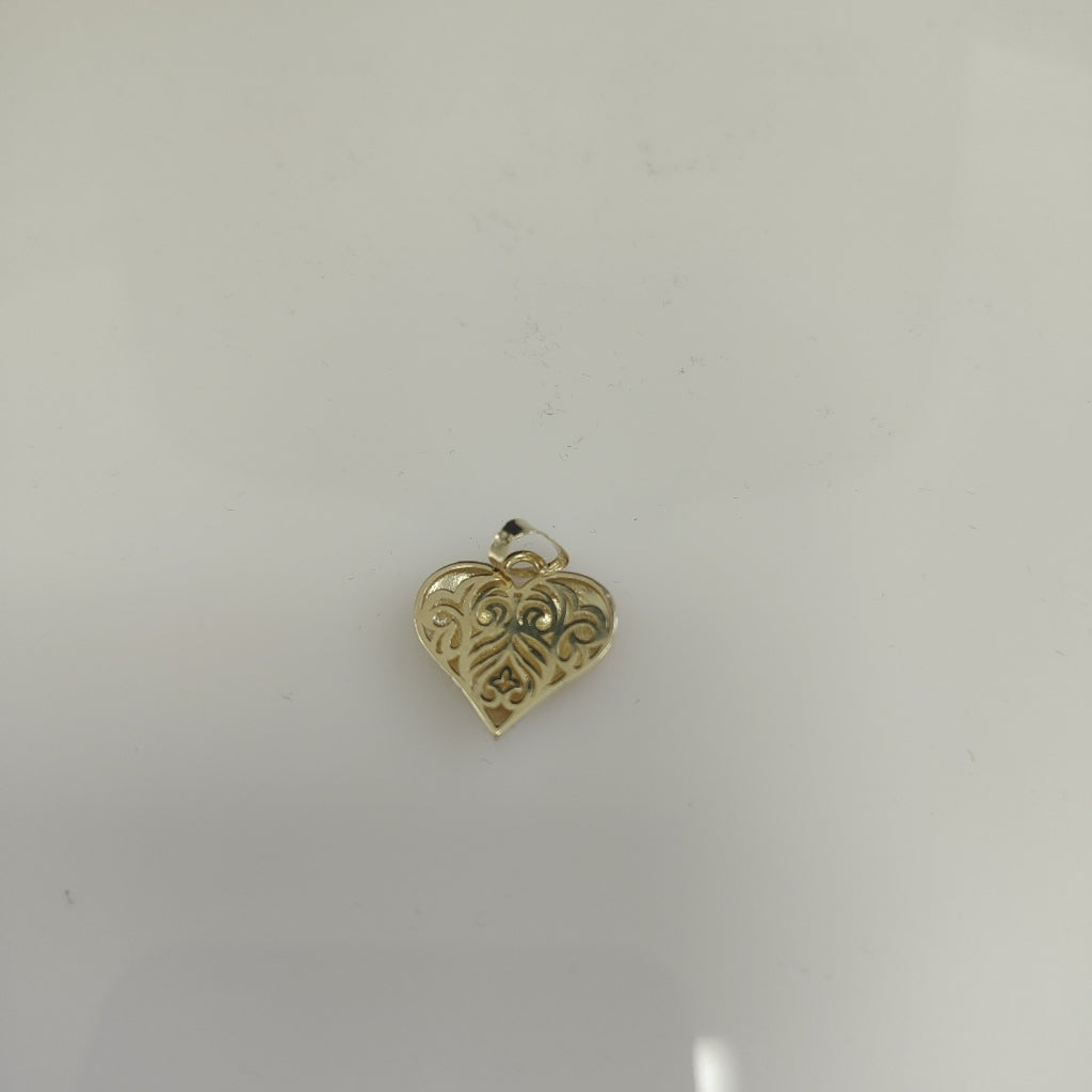DIJE TEJIDO CORAZON LABRADO COMBINADO 14K 1.3 GR (NUEVO)