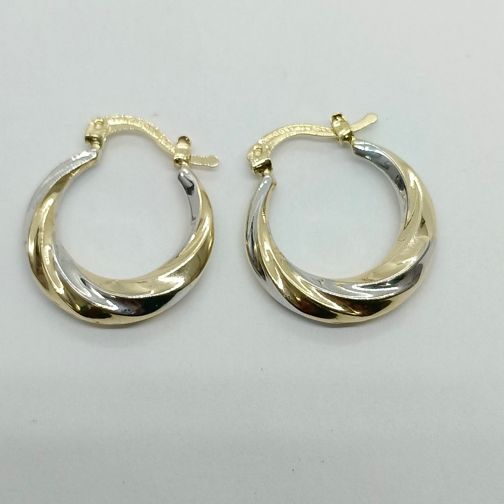 ARETES TEJIDO ARRACADA TRENZADA COMBINADA 14K 1.8 GR (NUEVO)