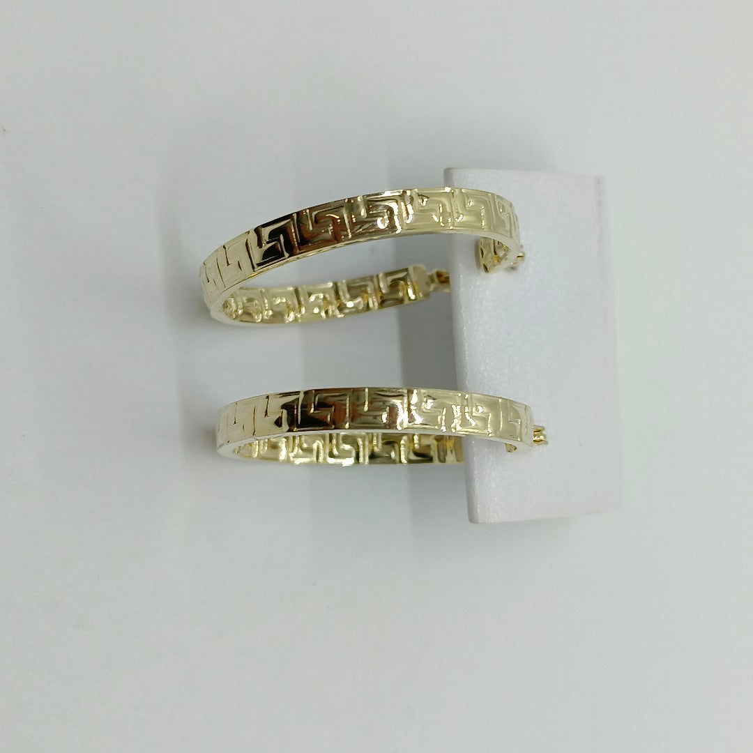 ARETES TEJIDO ARRACADA CON GRECAS 14K 2.7 GR (NUEVO)