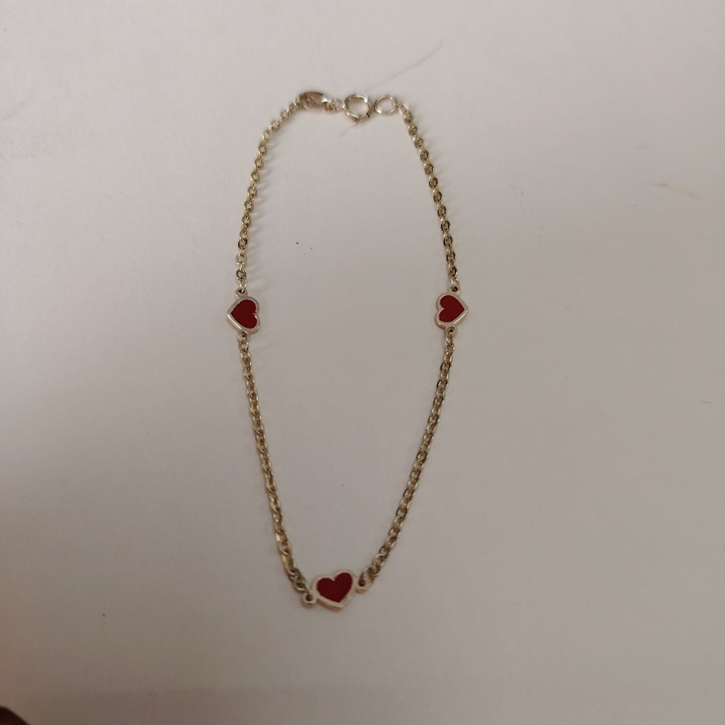 PULSERA ESPECIAL CON CORAZONES 14K 18 CM 1.4 GR (NUEVO)