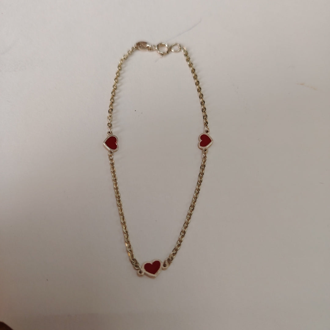 PULSERA ESPECIAL CON CORAZONES 14K 18 CM 1.4 GR (NUEVO)
