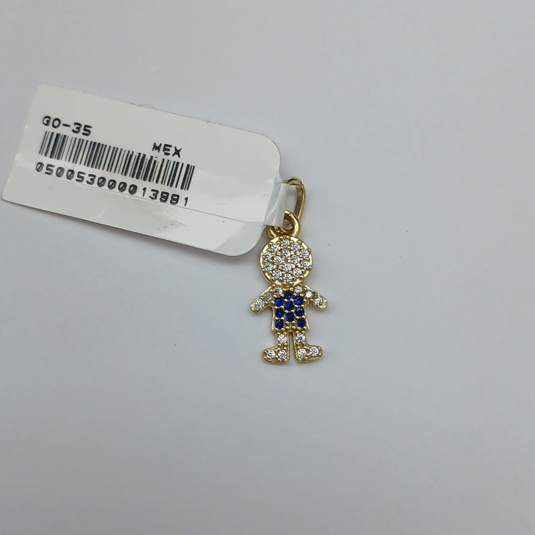 DIJE NIÑO CON CIRCONIAS Y PIEDRAS DE COLOR 10K 0.8 GR (NUEVO)