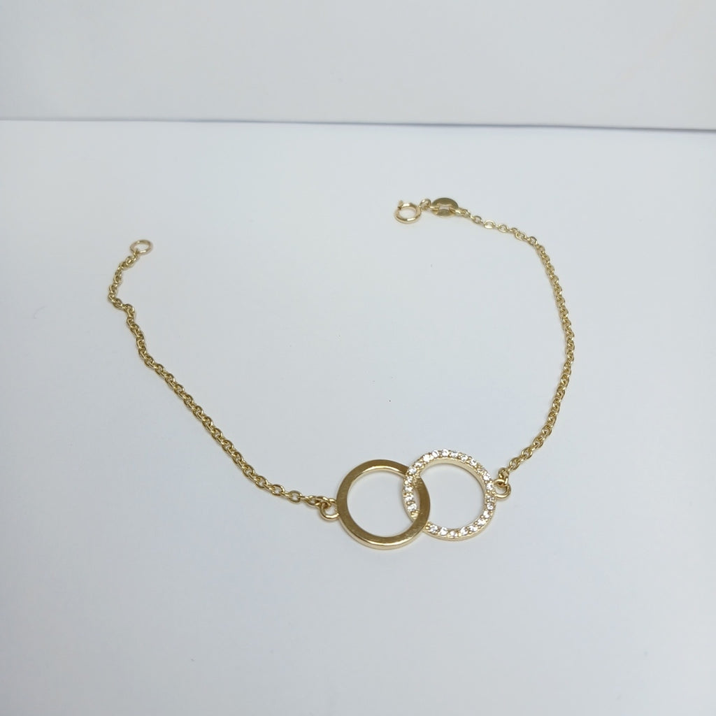 PULSERA TEJIDO ESPECIAL FIG AROS UNIDOS C CIRCS 14K 18 CM 2.1 GR (NUEVO)