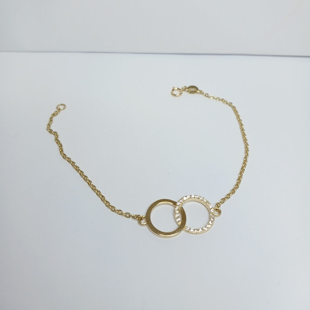 PULSERA TEJIDO ESPECIAL FIG AROS UNIDOS C CIRCS 14K 18 CM 2.1 GR (NUEVO)