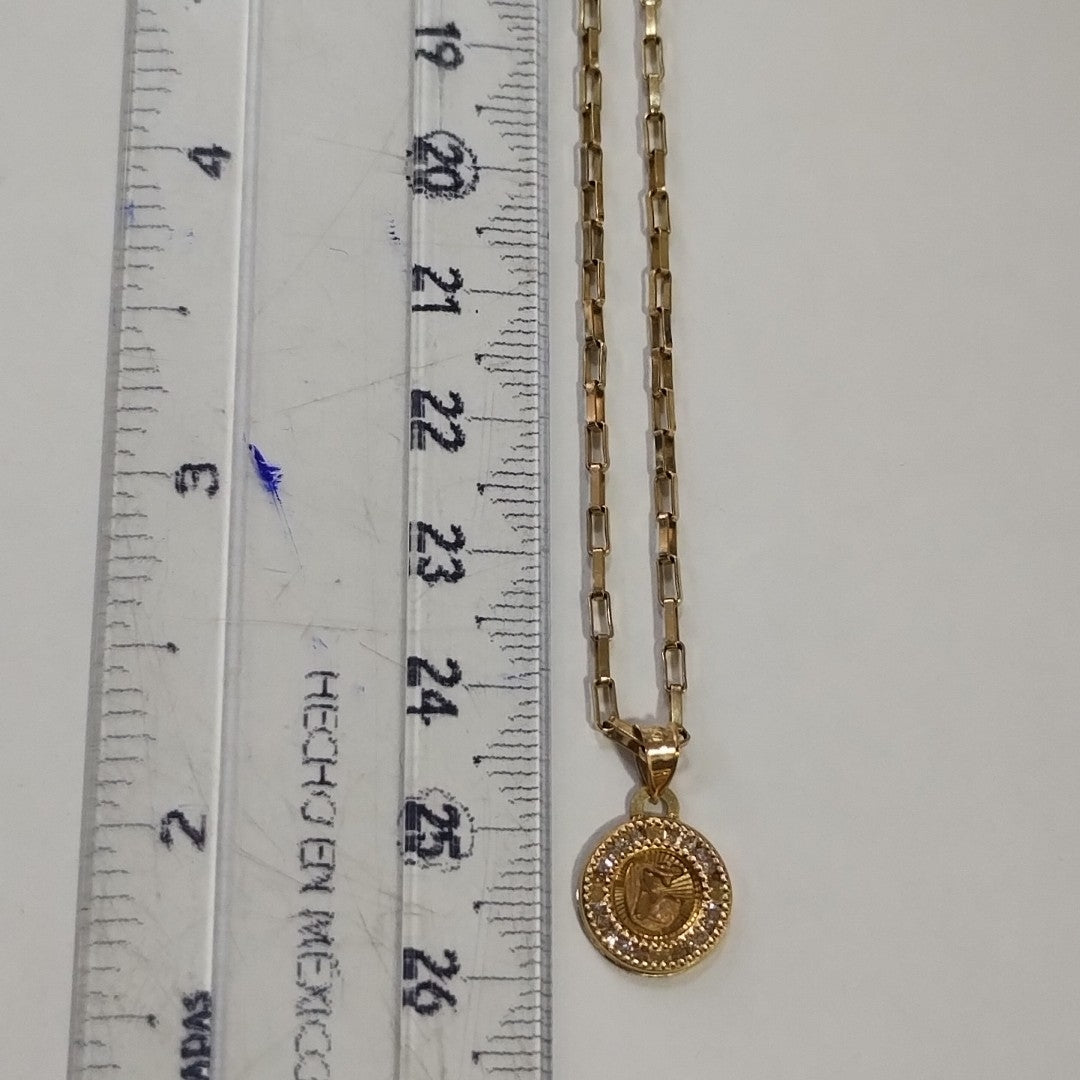CADENA, MEDALLA RELIGIOSA ORO 10 K 3.9 GRMS (SEMINUEVO)