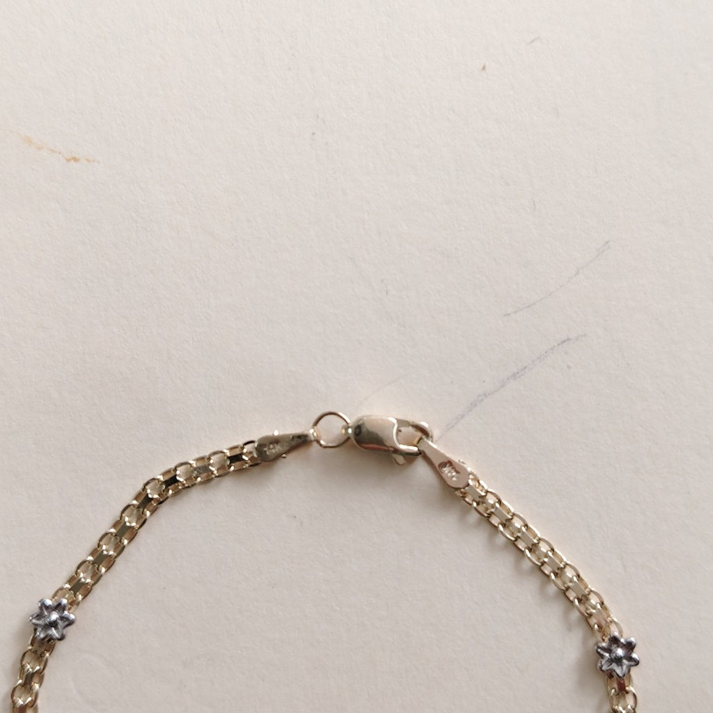 PULSERA ESPECIAL C FLORES 14K 18 CM 3 GR (NUEVO)