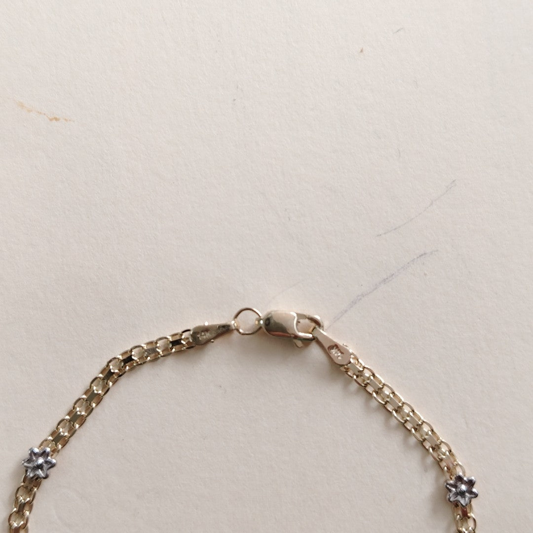 PULSERA ESPECIAL C FLORES 14K 18 CM 3 GR (NUEVO)