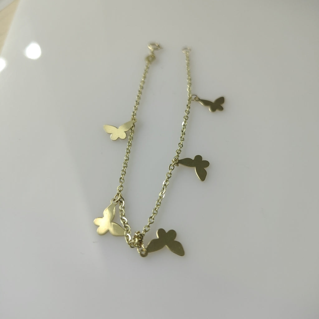 PULSERA ESPECIAL CON MARIPOSAS 14K 18 CM 2.1 GR (NUEVO)