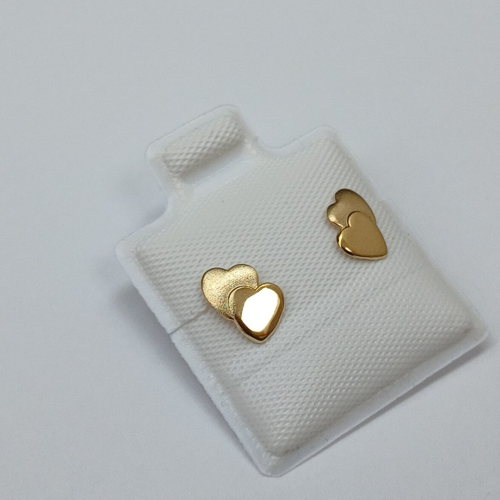 BROQUELES BROQUEL CORAZON DOBLE 14K 0.2171 GR (NUEVO)