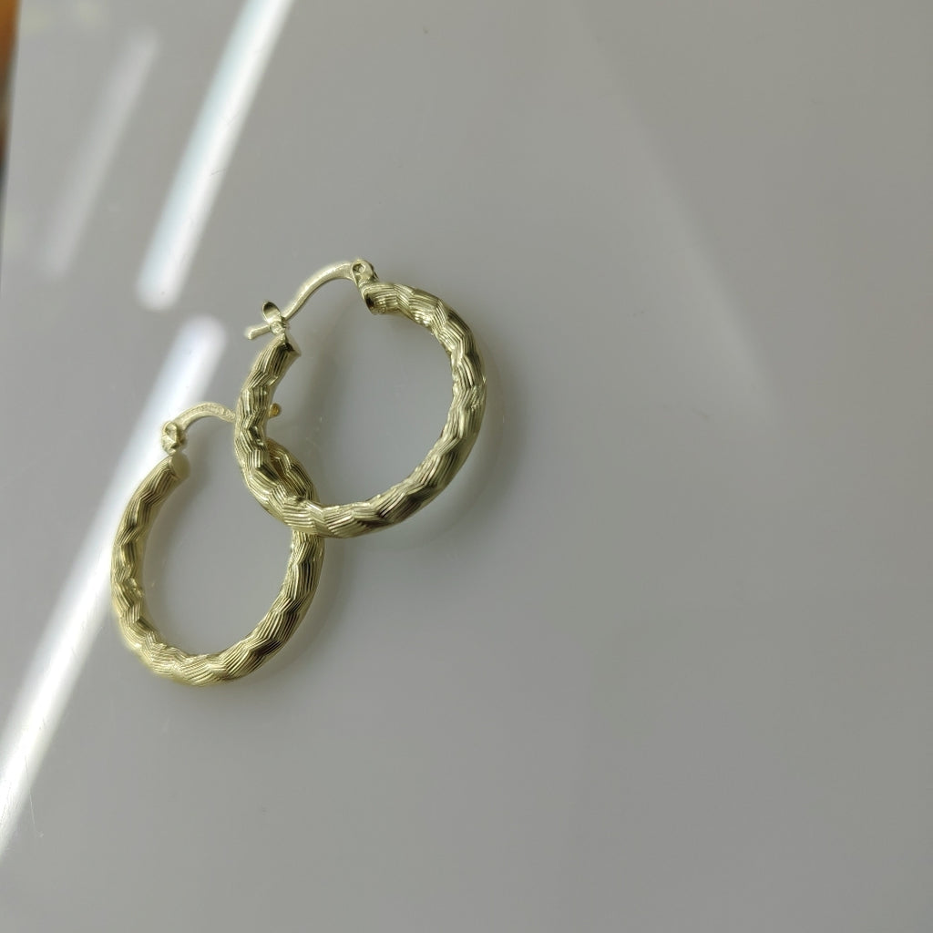 ARETES TEJIDO ARRACADA LABRADA 14K 2.7 GR (NUEVO)