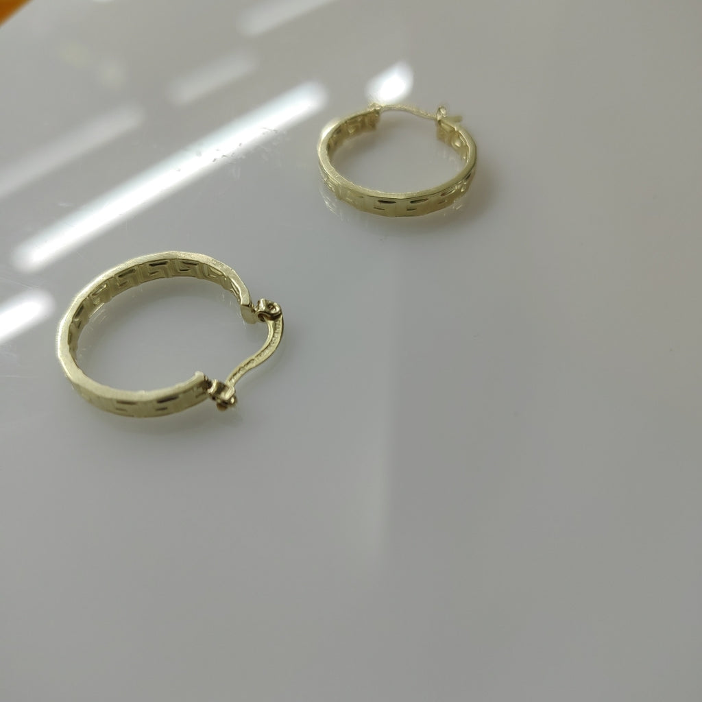 ARETES TEJIDO ARRACADAS TIPO GRECAS 14K 2 GR (NUEVO)