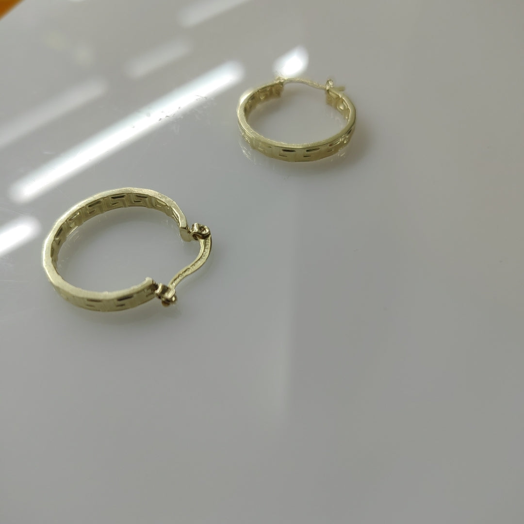 ARETES TEJIDO ARRACADAS TIPO GRECAS 14K 2 GR (NUEVO)