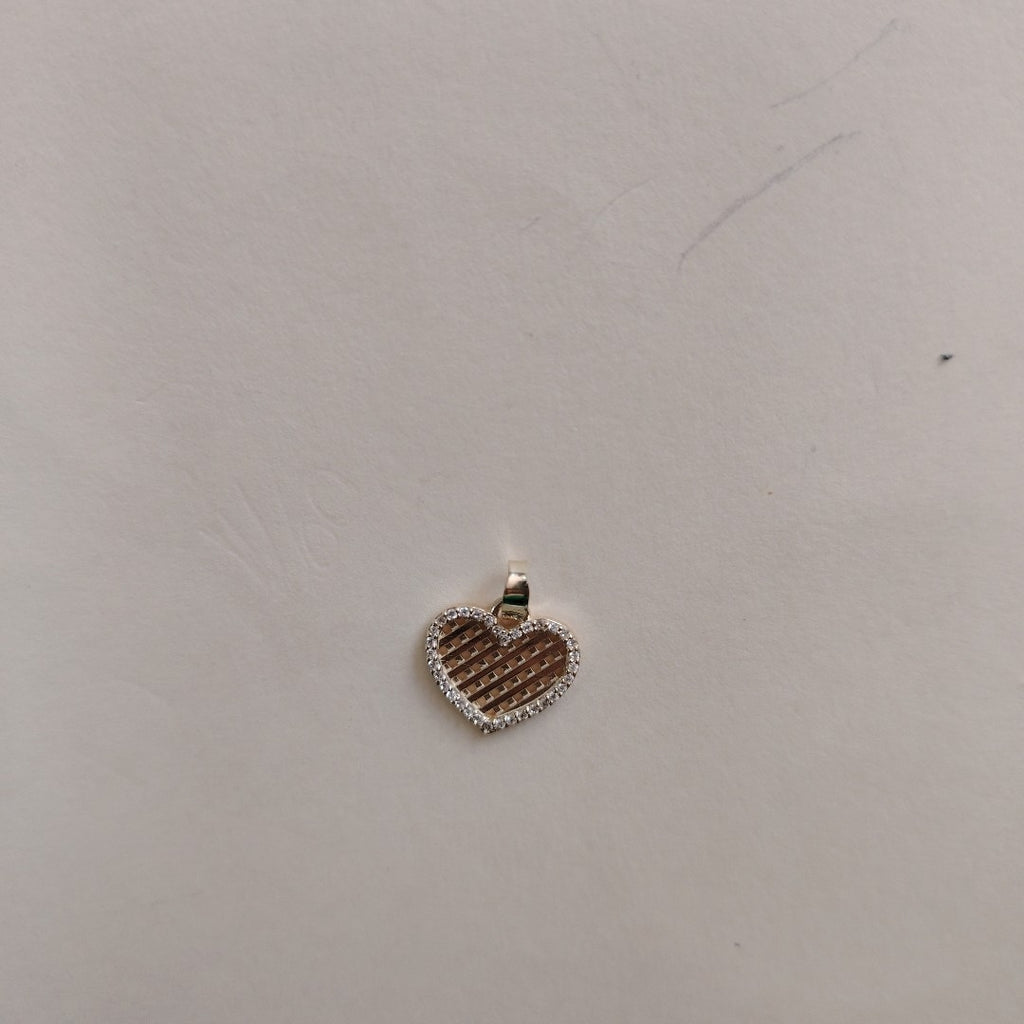 DIJE TEJIDO CORAZON CON CERCO DE CIRCONIAS 14K 1.2 GR (NUEVO)