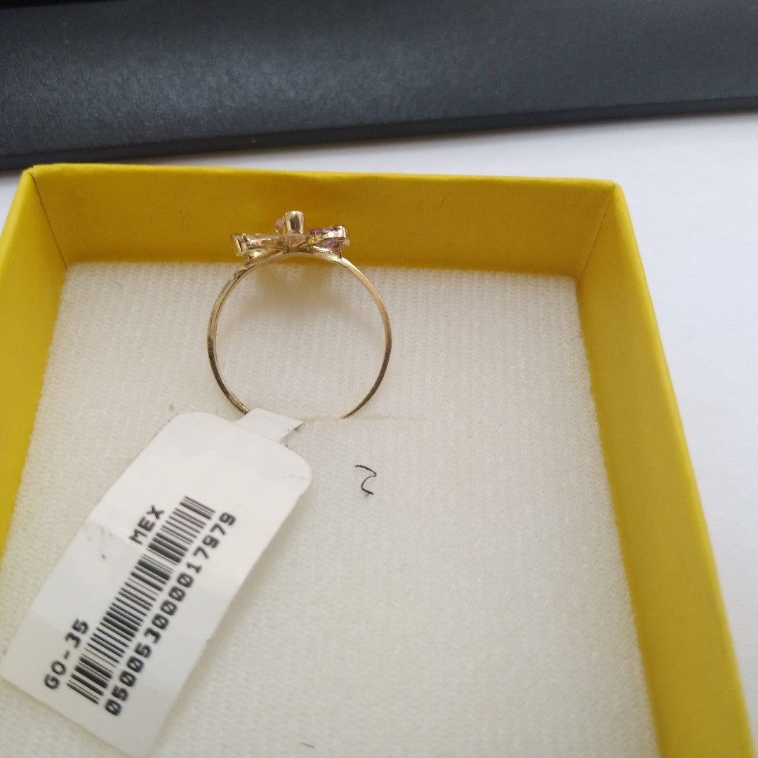 ANILLOS FLOR CON PIEDRAS DE COLOR 14K TALLA 7 1.4 GR (NUEVO)