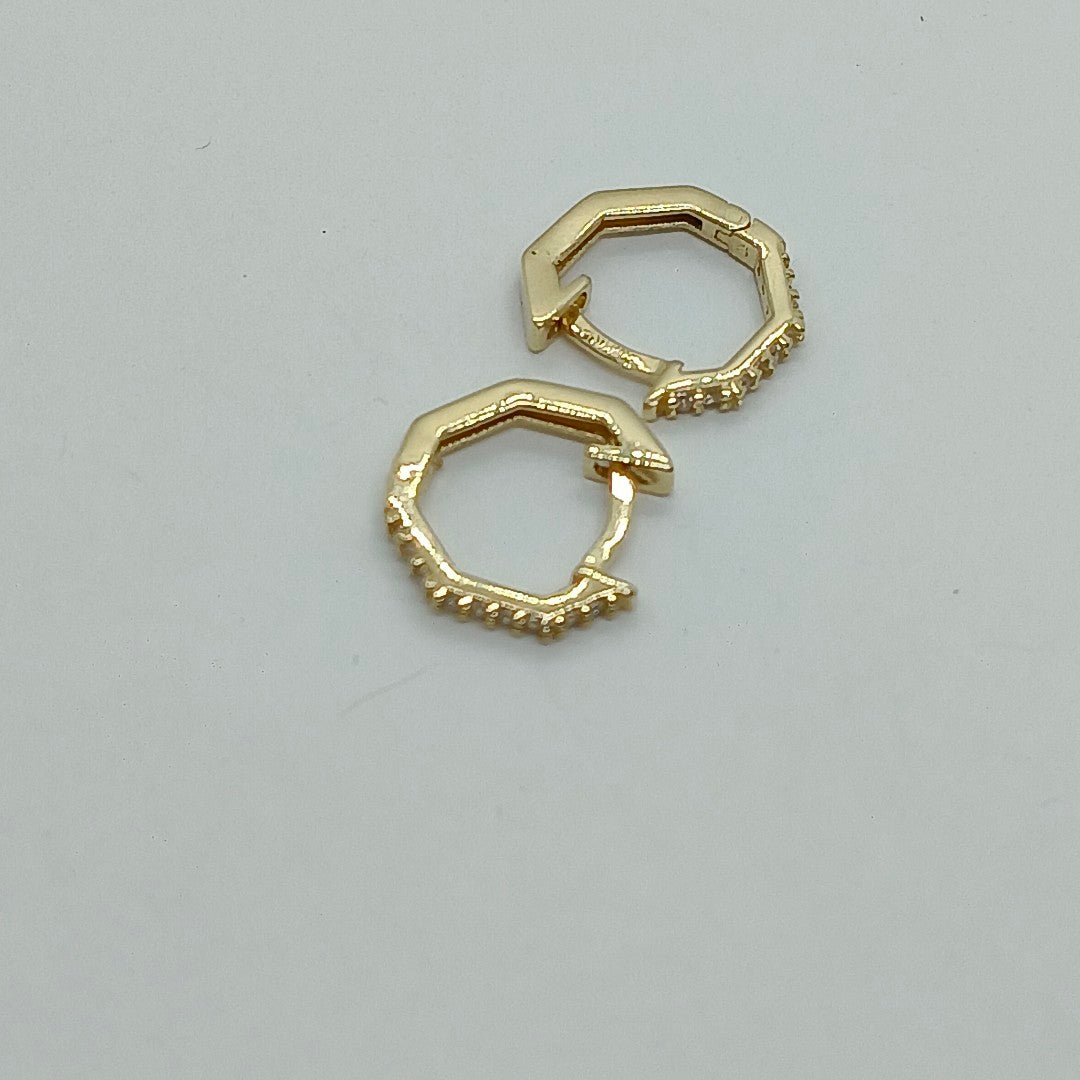 ARETES HUGIES C CIRCONIAS 14K 1.5 GR (NUEVO)