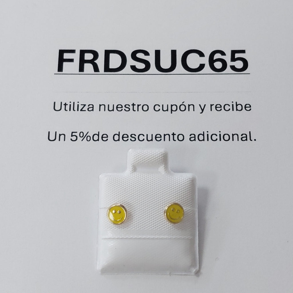 BROQUELES BROQUEL FIG SONRISA ESMALTE AMARILLO 14K 0.2074 GR (NUEVO)