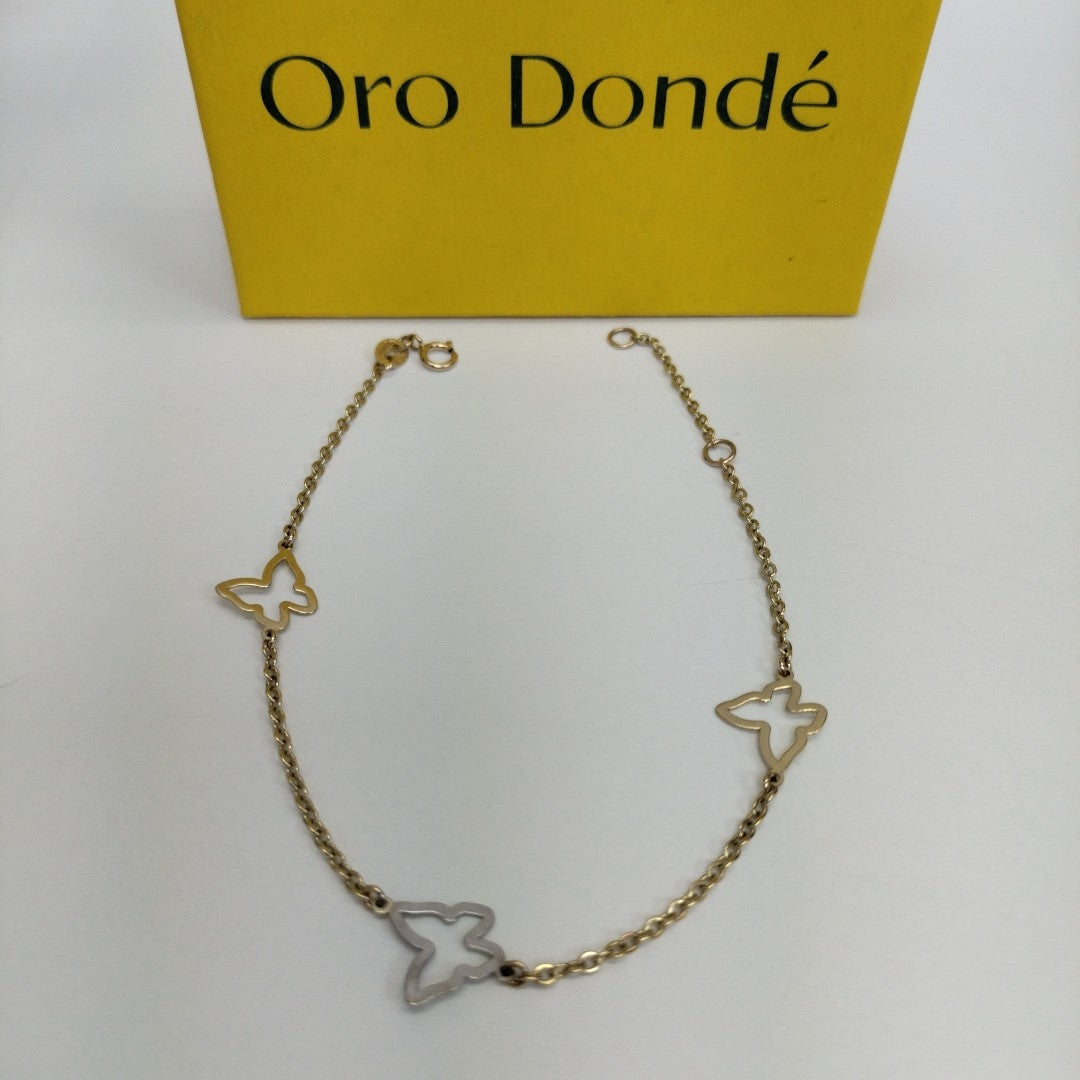 PULSERA ESPECIAL C MARIPOSAS 14K 18 CM 1.7 GR (NUEVO)
