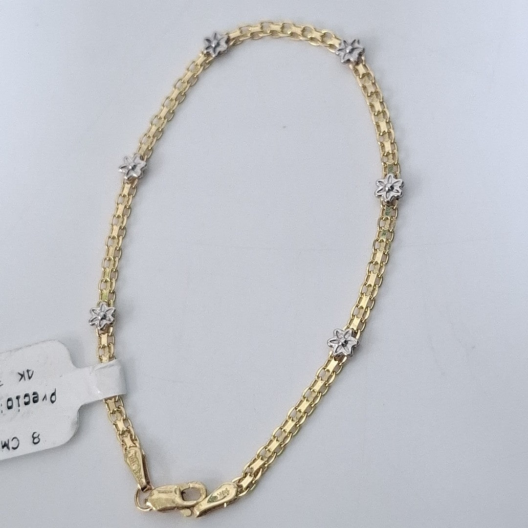 PULSERA ESPECIAL C FLORES 14K 18 CM 3 GR (NUEVO)