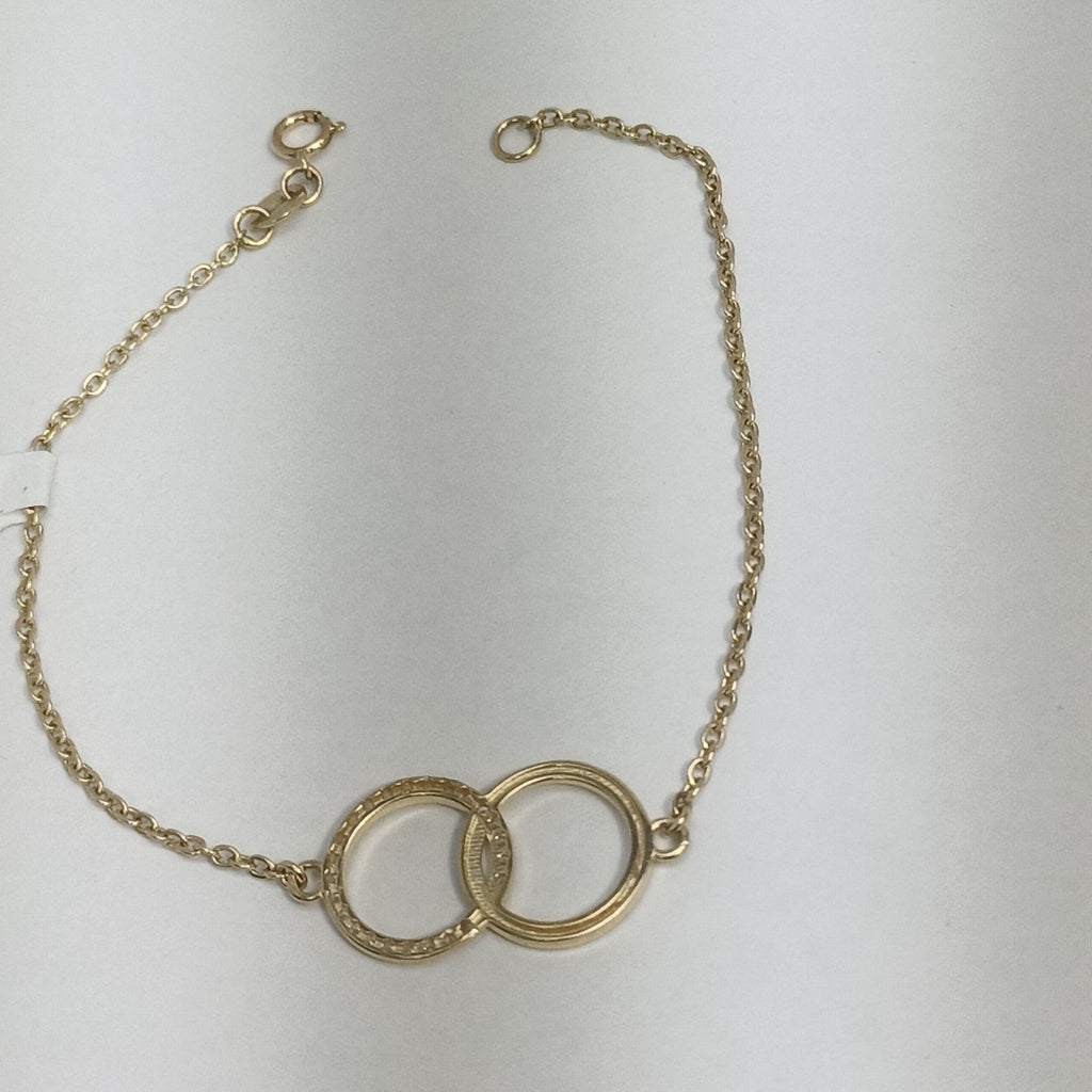 PULSERA TEJIDO ESPECIAL FIG AROS UNIDOS C CIRCS 14K 18 CM 2 GR (NUEVO)