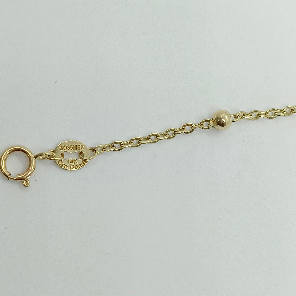 PULSERA TEJIDO ESPECIAL CON DOS CORAZONES 14K 18 CM 1.8 GR (NUEVO)