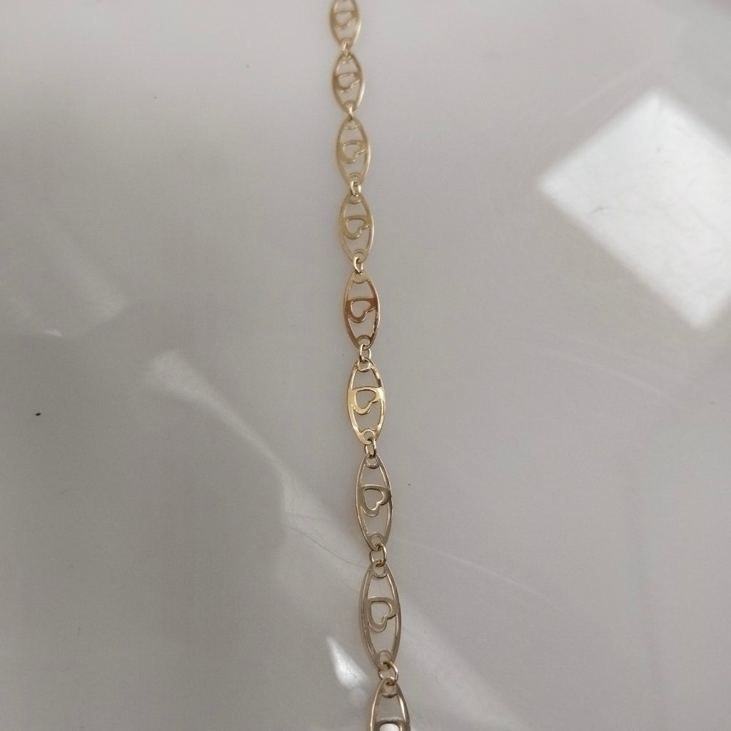PULSERA TEJIDO ESPECIAL CON CORAZON 14K 18 CM 1.3 GR (NUEVO)