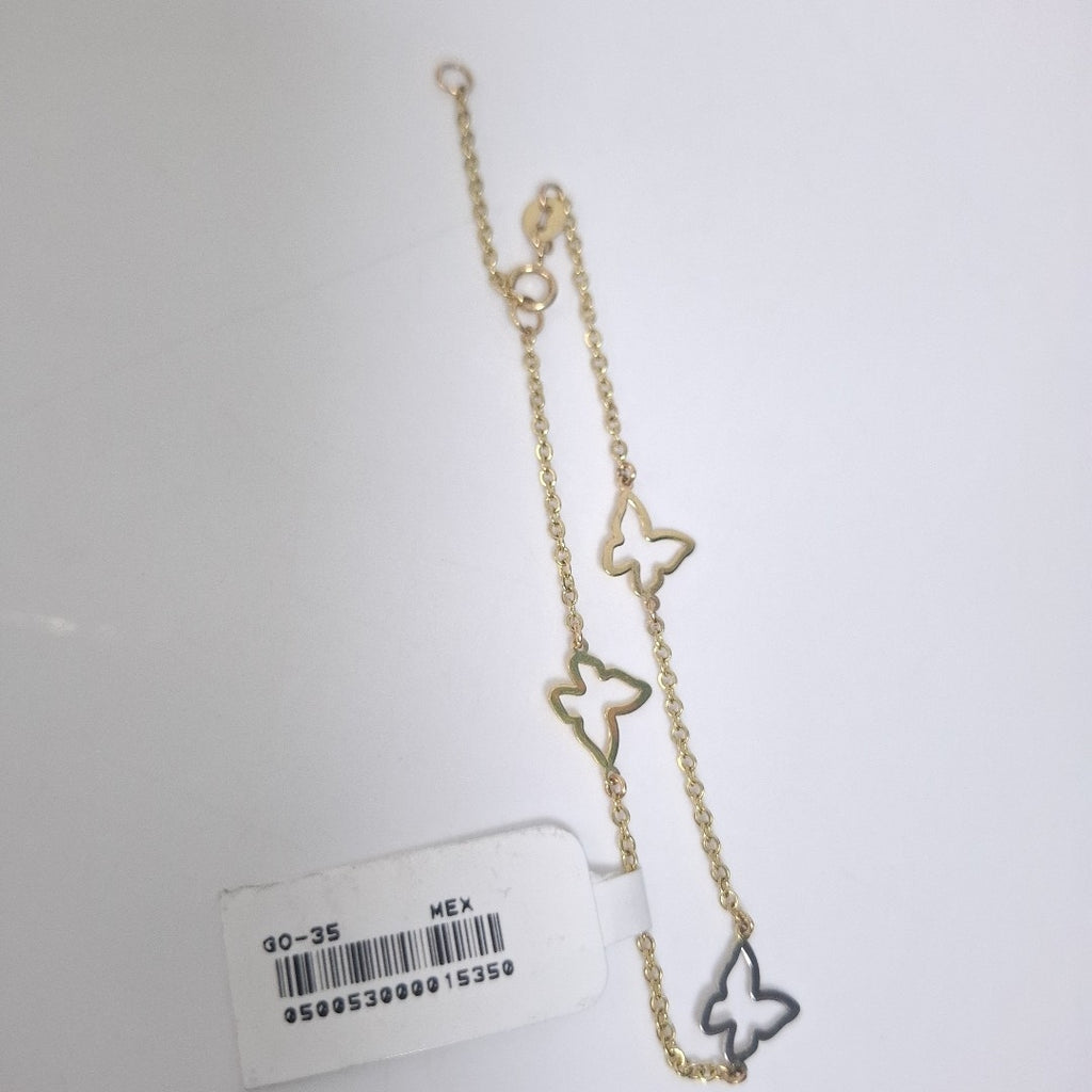 PULSERA ESPECIAL C MARIPOSAS 14K 18 CM 1.7 GR (NUEVO)