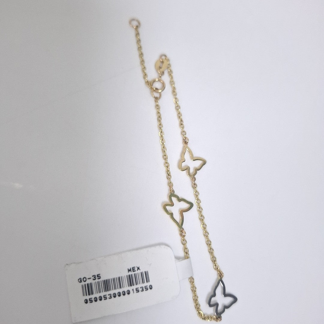 PULSERA ESPECIAL C MARIPOSAS 14K 18 CM 1.7 GR (NUEVO)